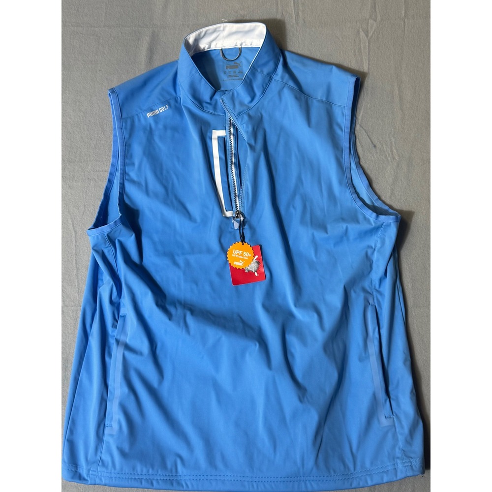 Puma Golf Momentum Wind Vest 622749 03 Regal Blue White Glow Mens XL UPF 50+